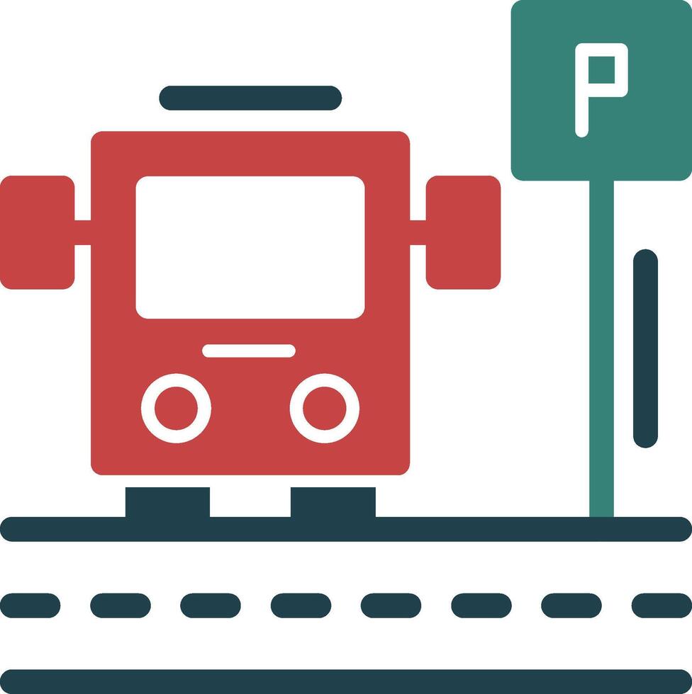 Parking shuttle bus Glyph Two Color Icon vector