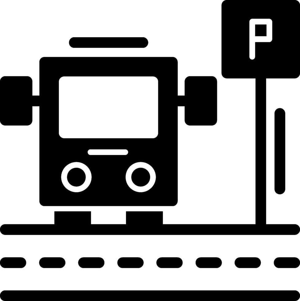 estacionamiento lanzadera autobús glifo icono vector