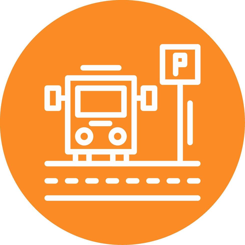 estacionamiento lanzadera autobús contorno circulo icono vector