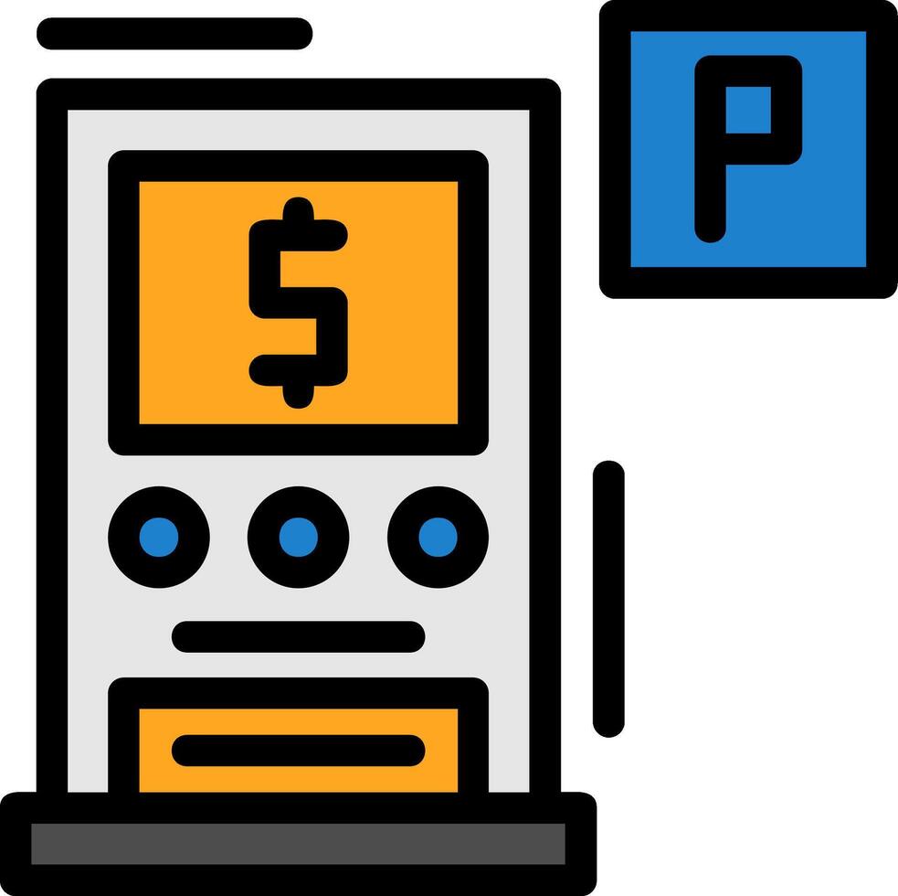 pagar y monitor estacionamiento línea lleno icono vector