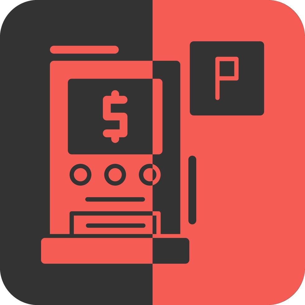 pagar y monitor estacionamiento rojo inverso icono vector