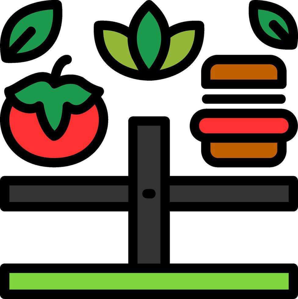 equilibrado dieta línea lleno icono vector