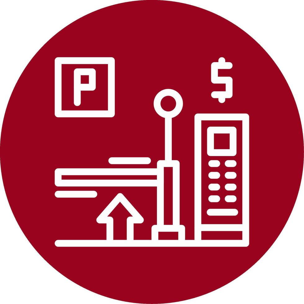Pay on exit parking Outline Circle Icon vector