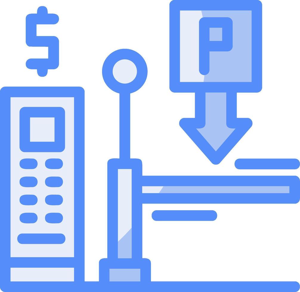 Pay on entry parking Line Filled Blue Icon vector