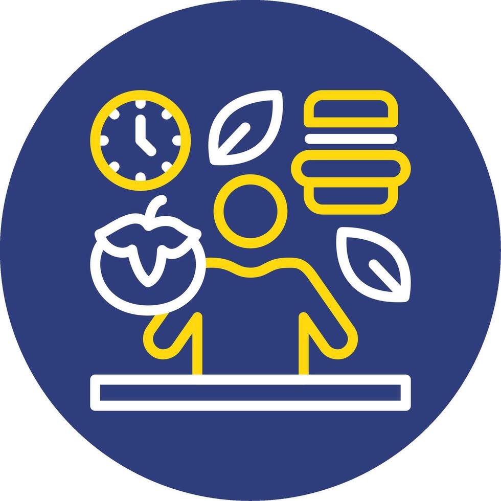 Mindful Eating Dual Line Circle Icon vector