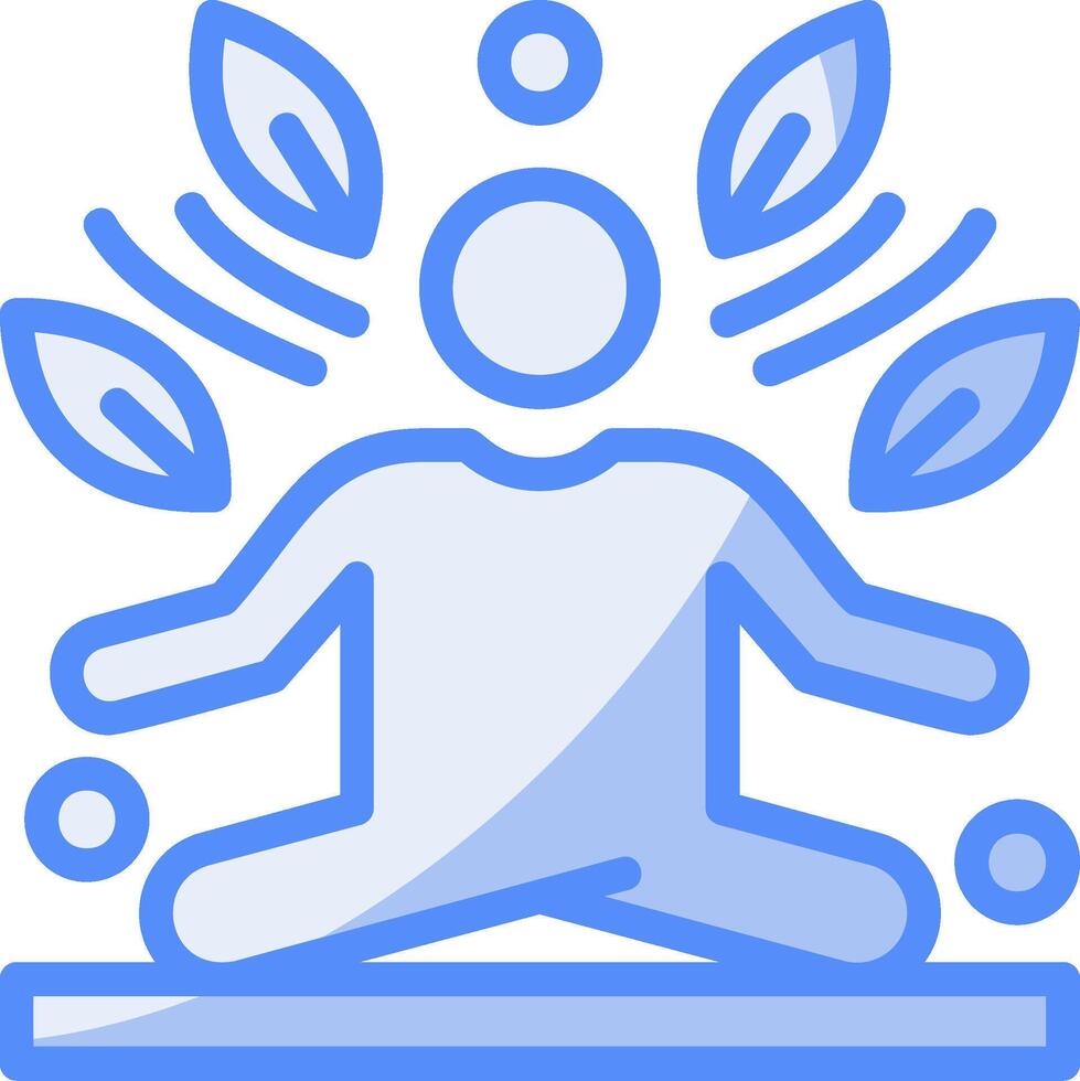 meditación línea lleno azul icono vector