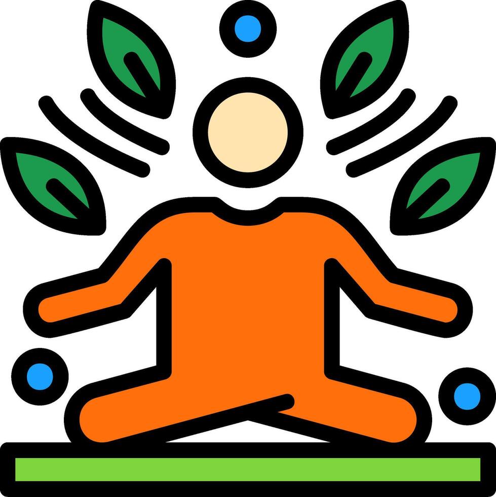 meditación línea lleno icono vector