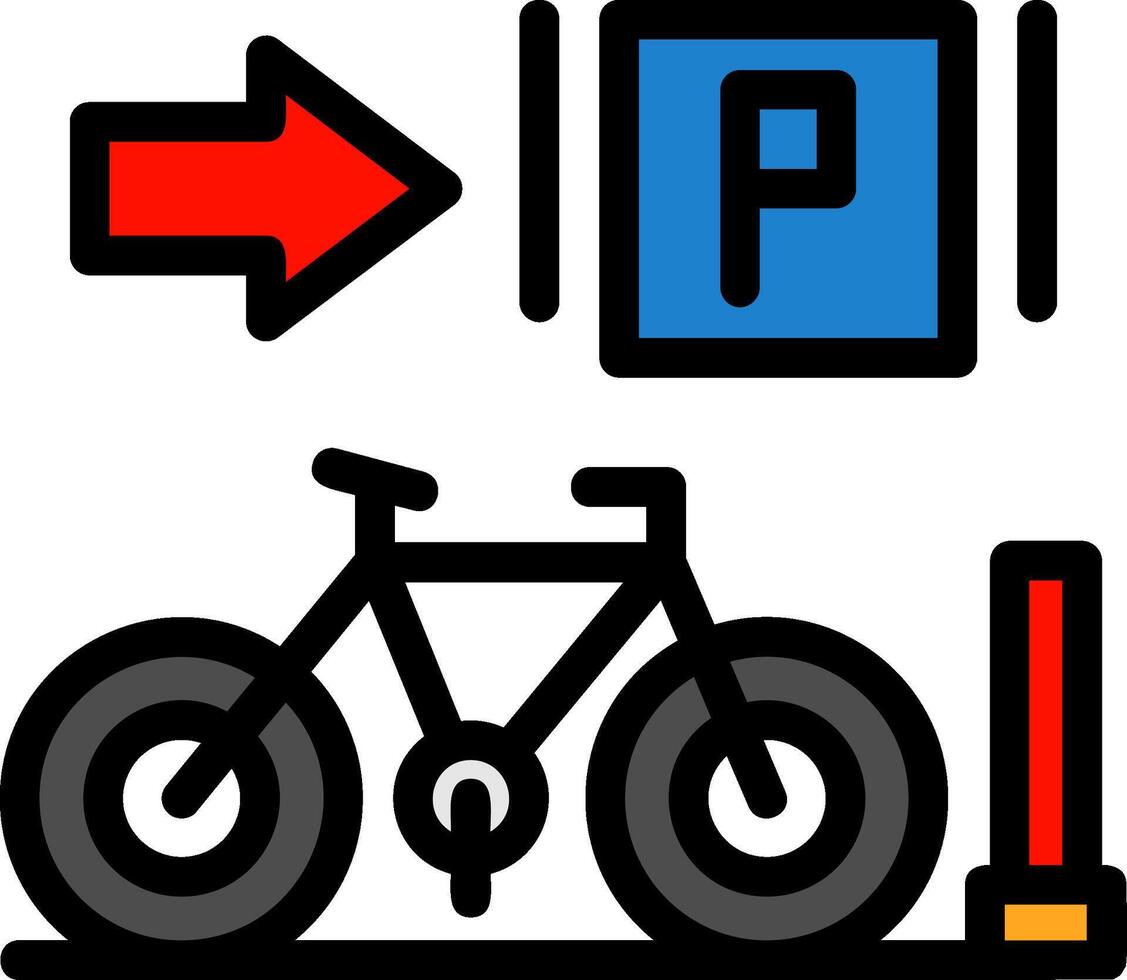 Parked bicycles Line Filled Icon vector