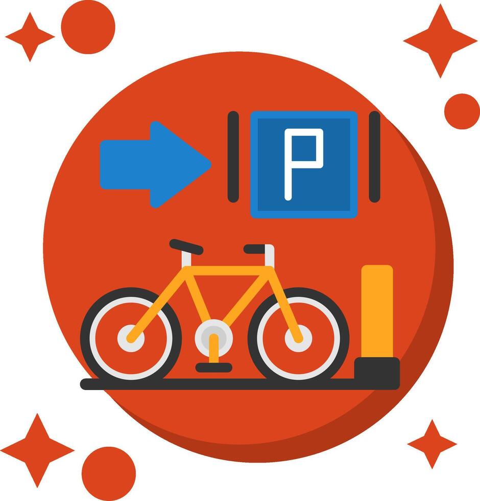 Parked bicycles Tailed Color Icon vector