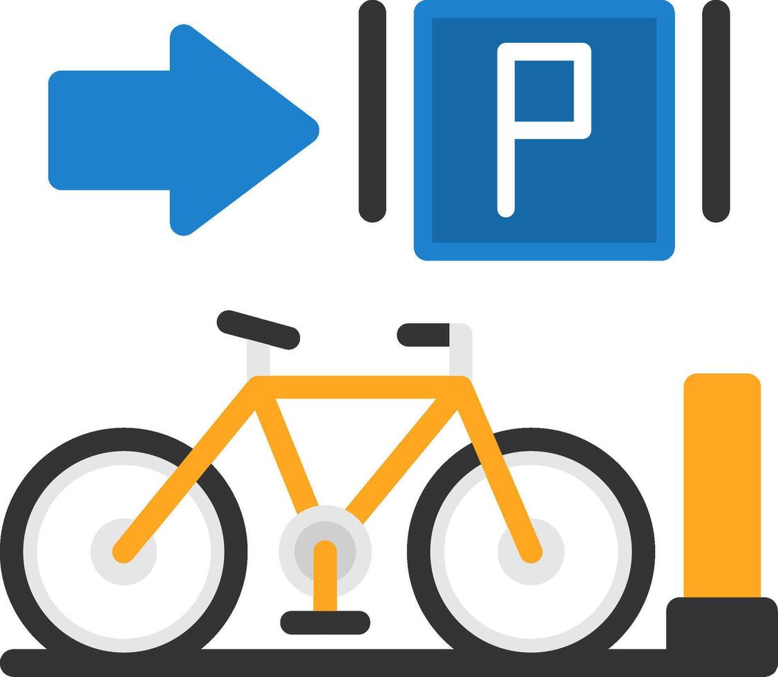 Parked bicycles Flat Icon vector