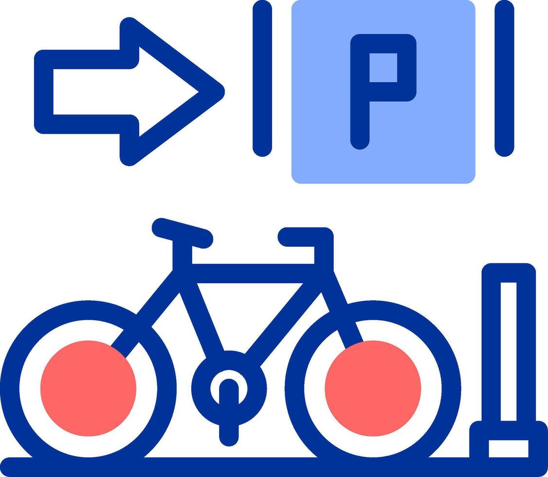 estacionado bicicletas color lleno icono vector