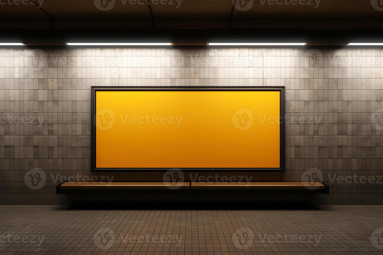 AI generated advertisement board mockup in subway for branding photo