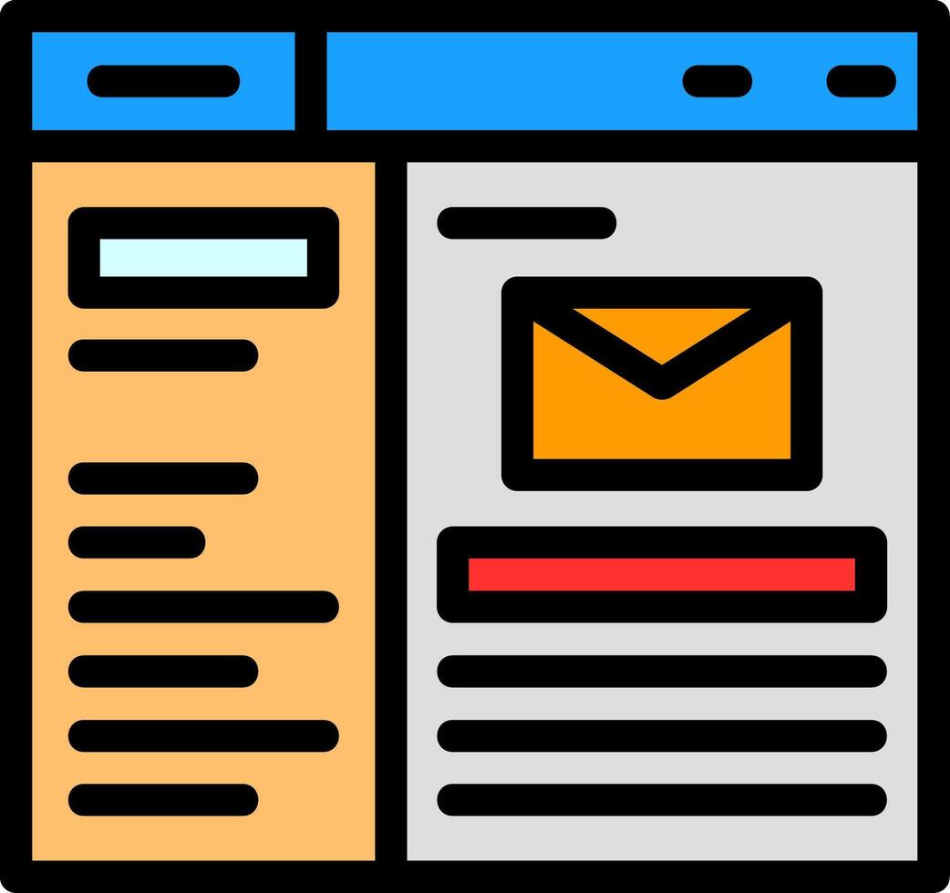 Mail Line Filled Icon vector