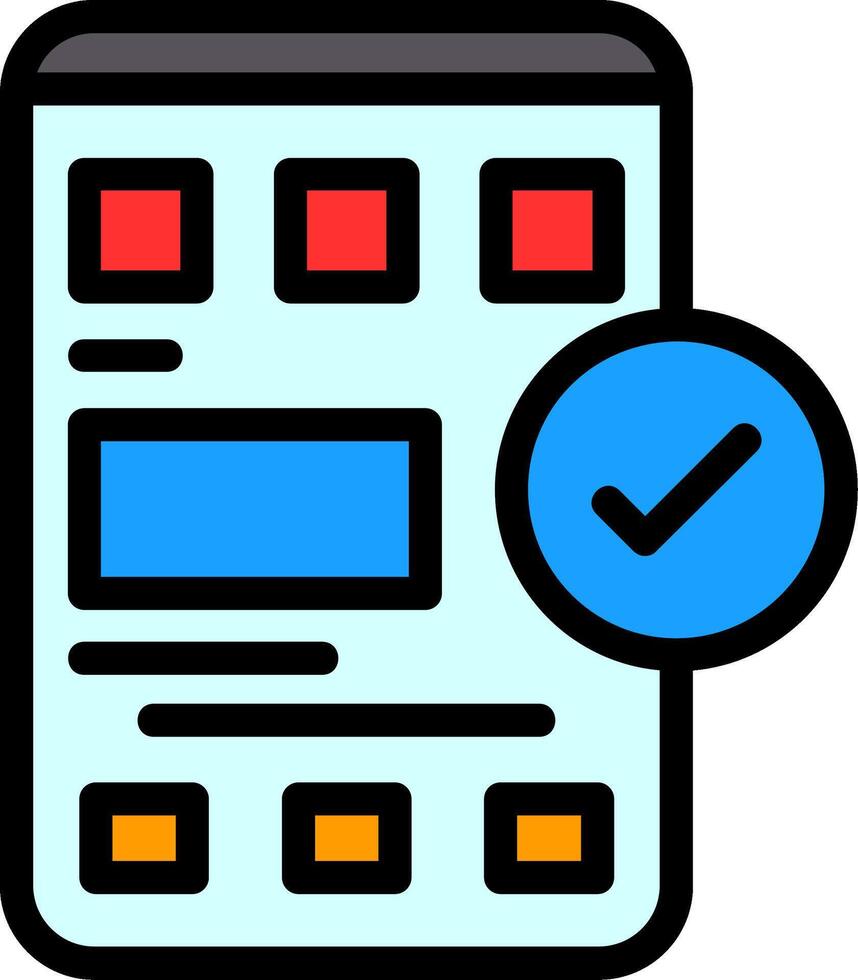 Checkmark Line Filled Icon vector