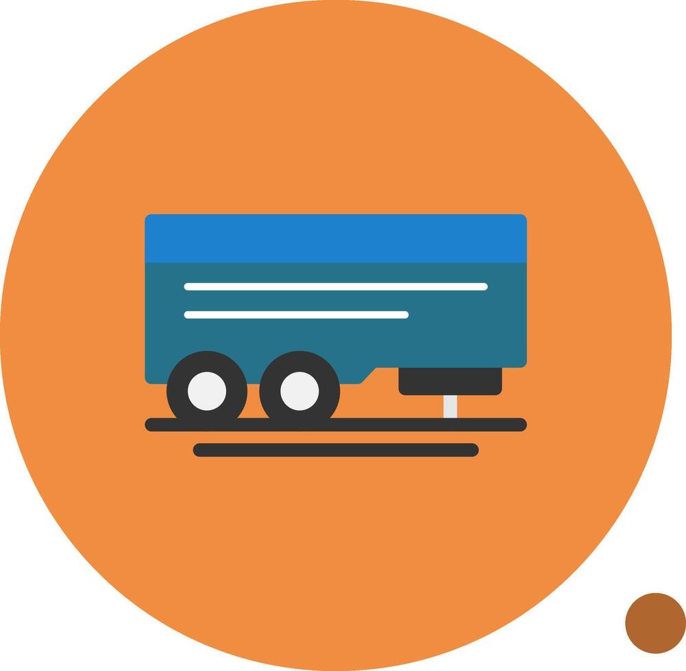 Parked trailer Flat Shadow Icon vector