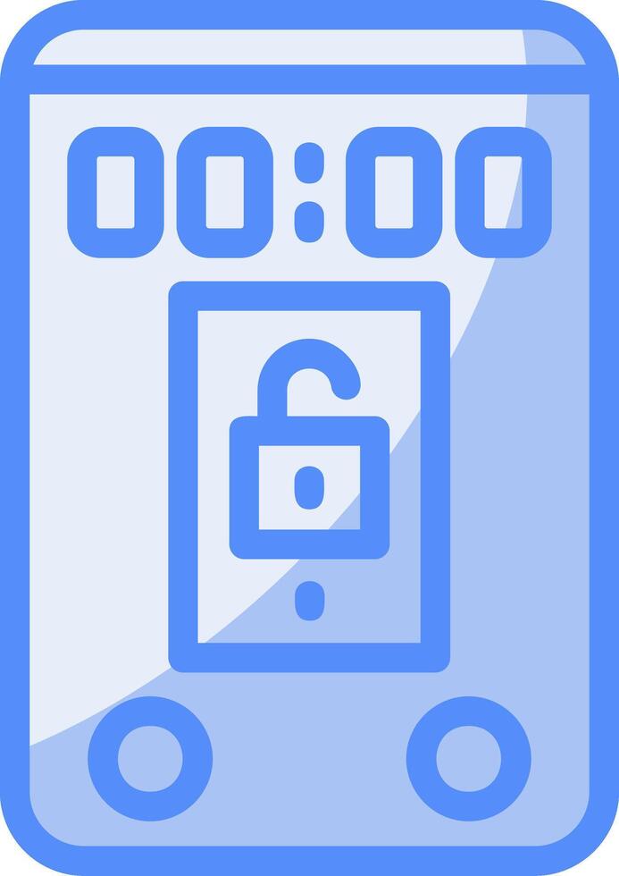 Unlock Line Filled Blue Icon vector