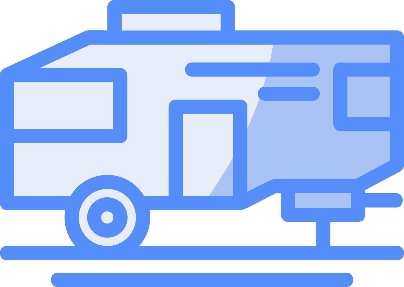 Parked RV Line Filled Blue Icon vector