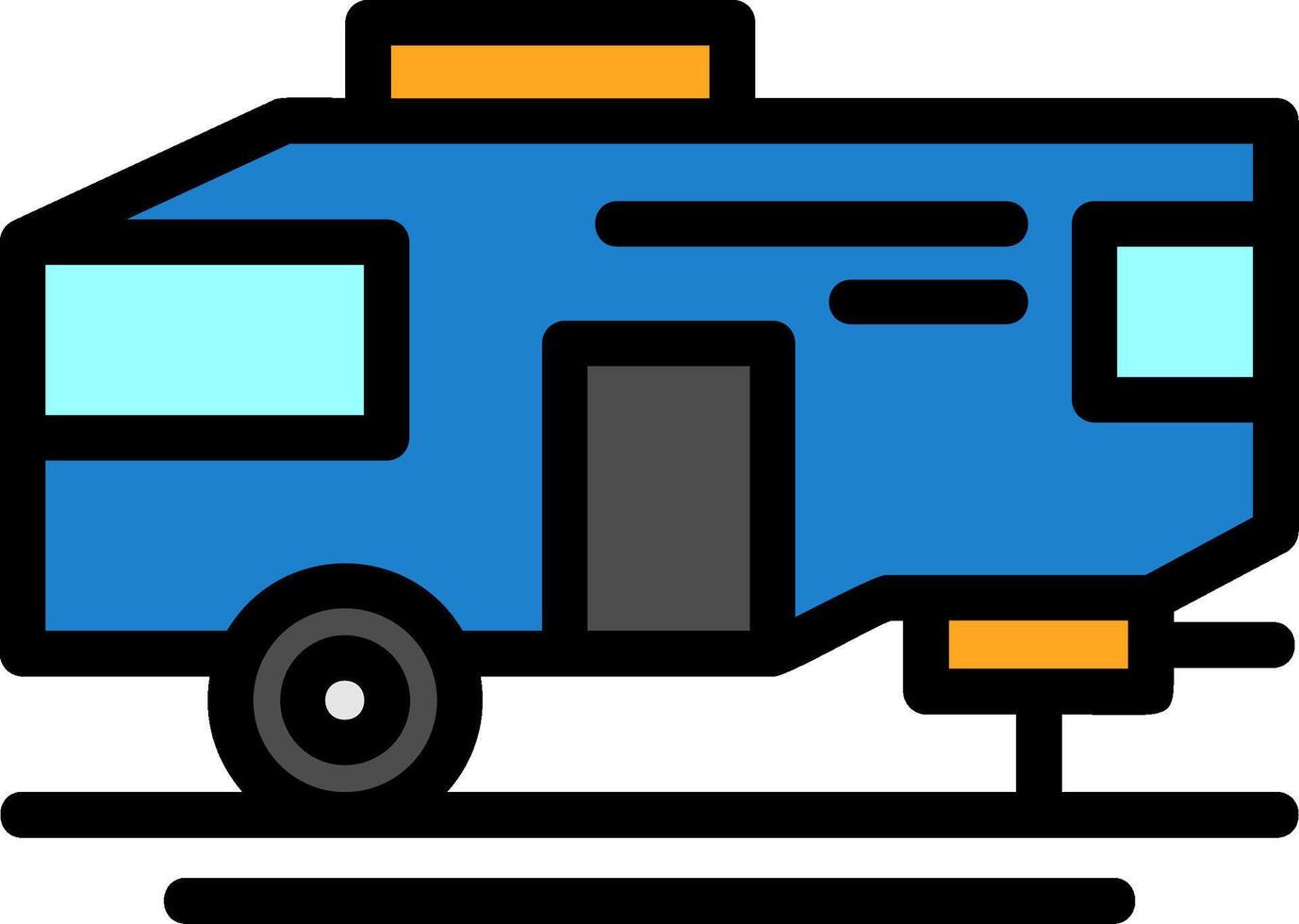 Parked RV Line Filled Icon vector