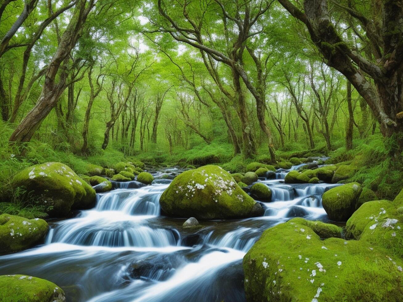 AI generated Natural green forest  background  Natural sky  background   Natural sea background AI generated photo
