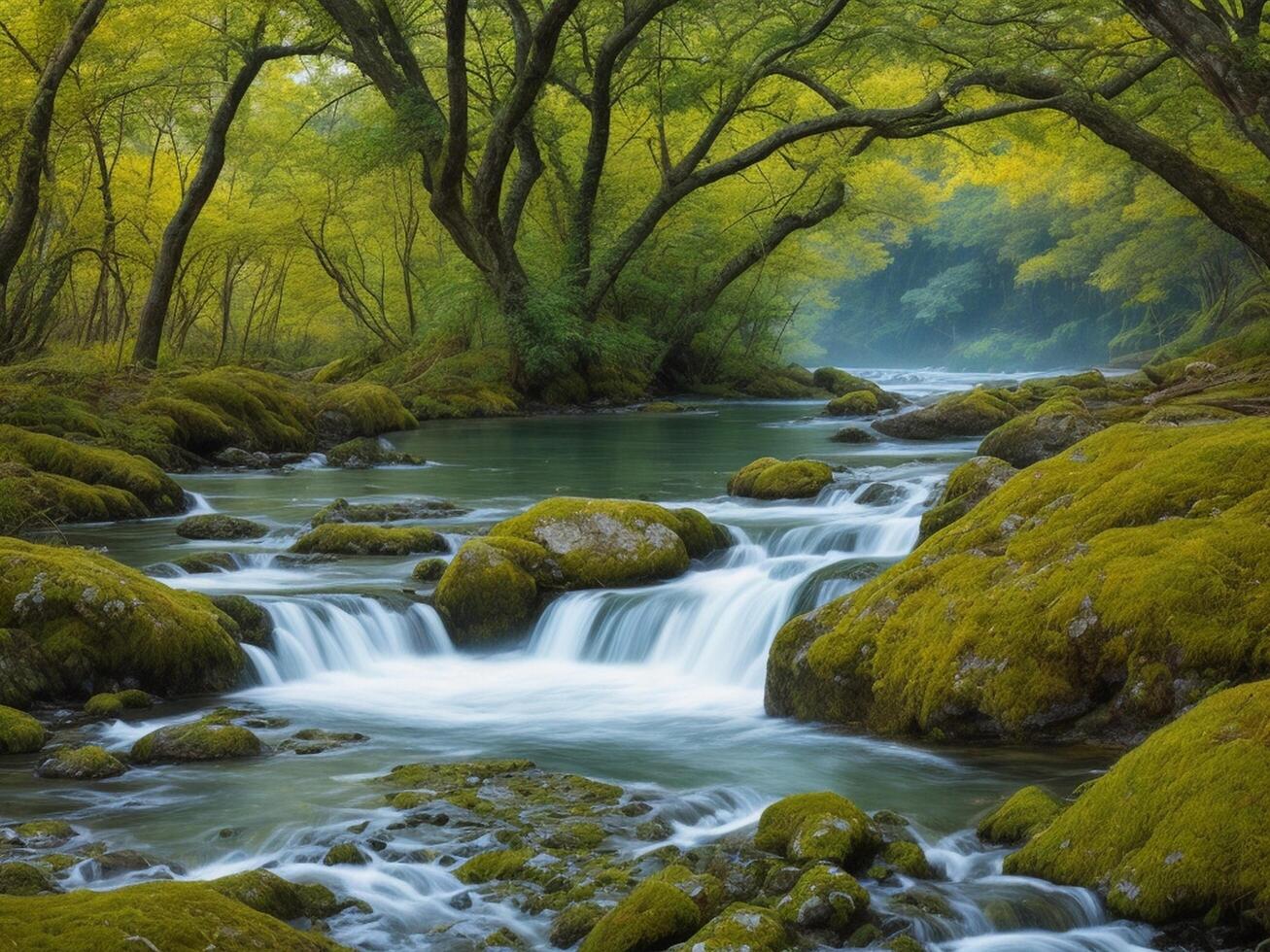 AI generated Natural green forest  background  Natural sky  background   Natural sea background AI generated photo