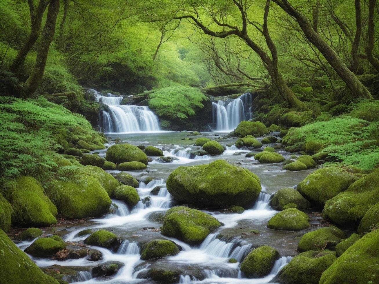 AI generated Natural green forest  background  Natural sky  background   Natural sea background AI generated photo