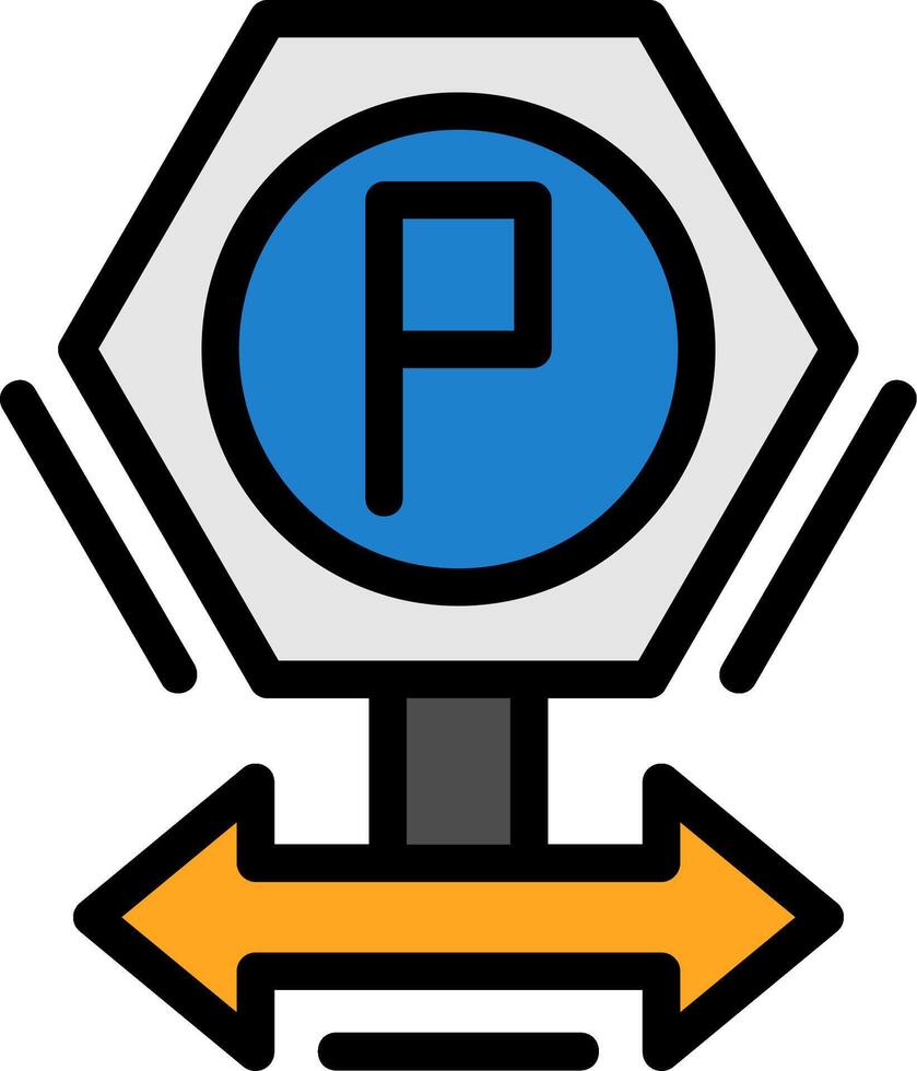 estacionamiento dirección señales línea lleno icono vector