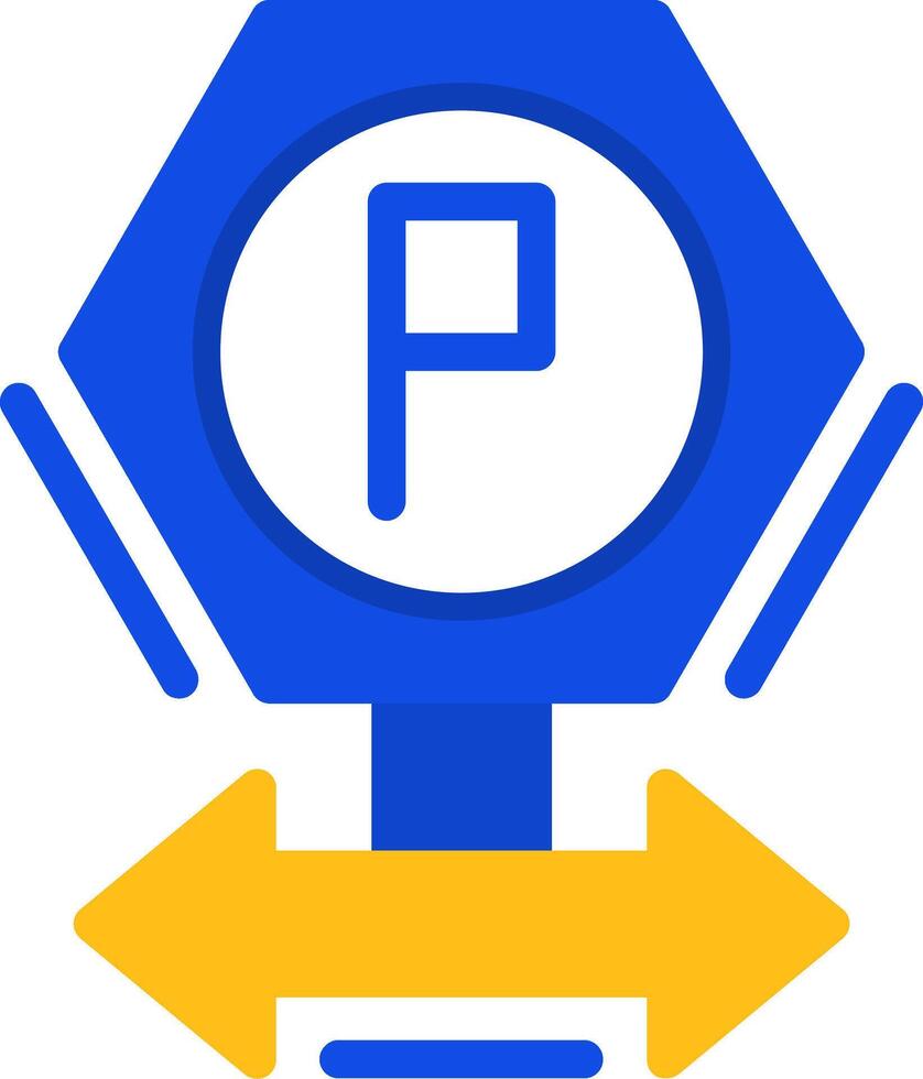 estacionamiento dirección señales plano dos color icono vector