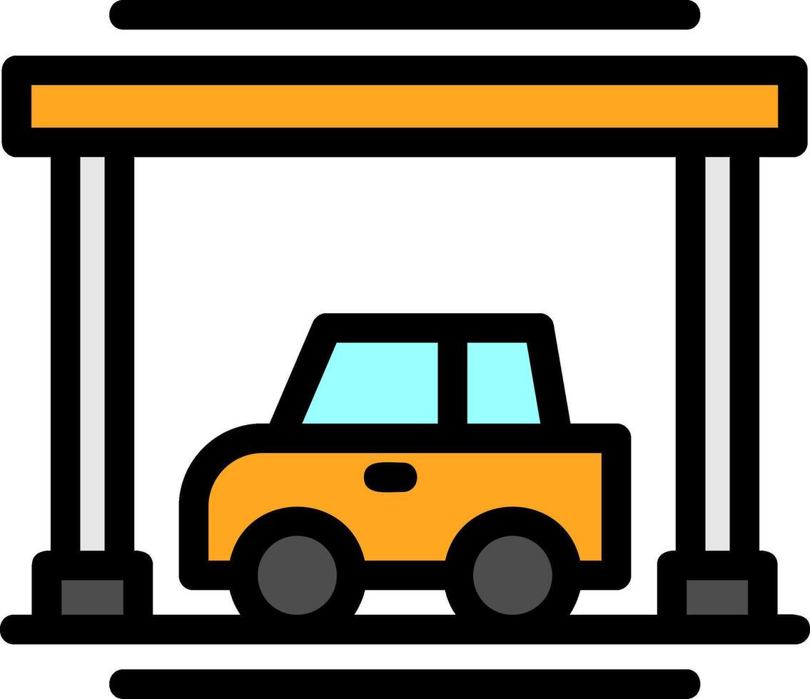 Covered parking Line Filled Icon vector