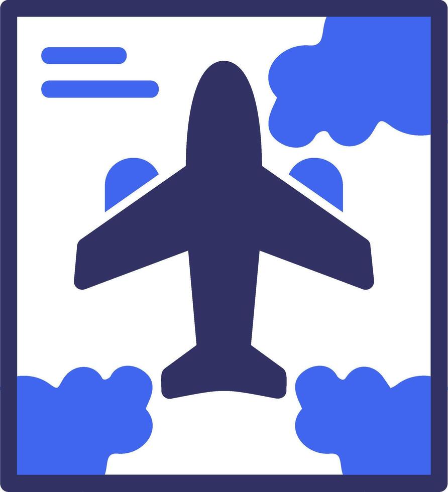 avión sólido dos color icono vector