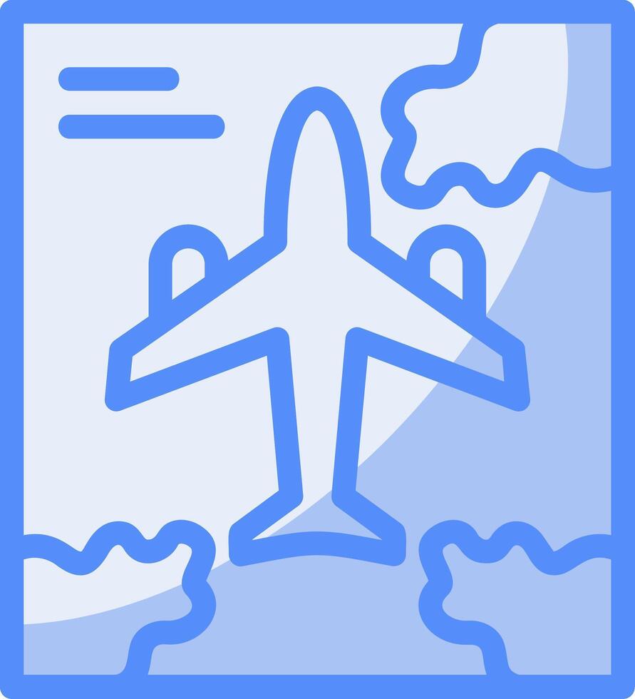 Plane Line Filled Blue Icon vector