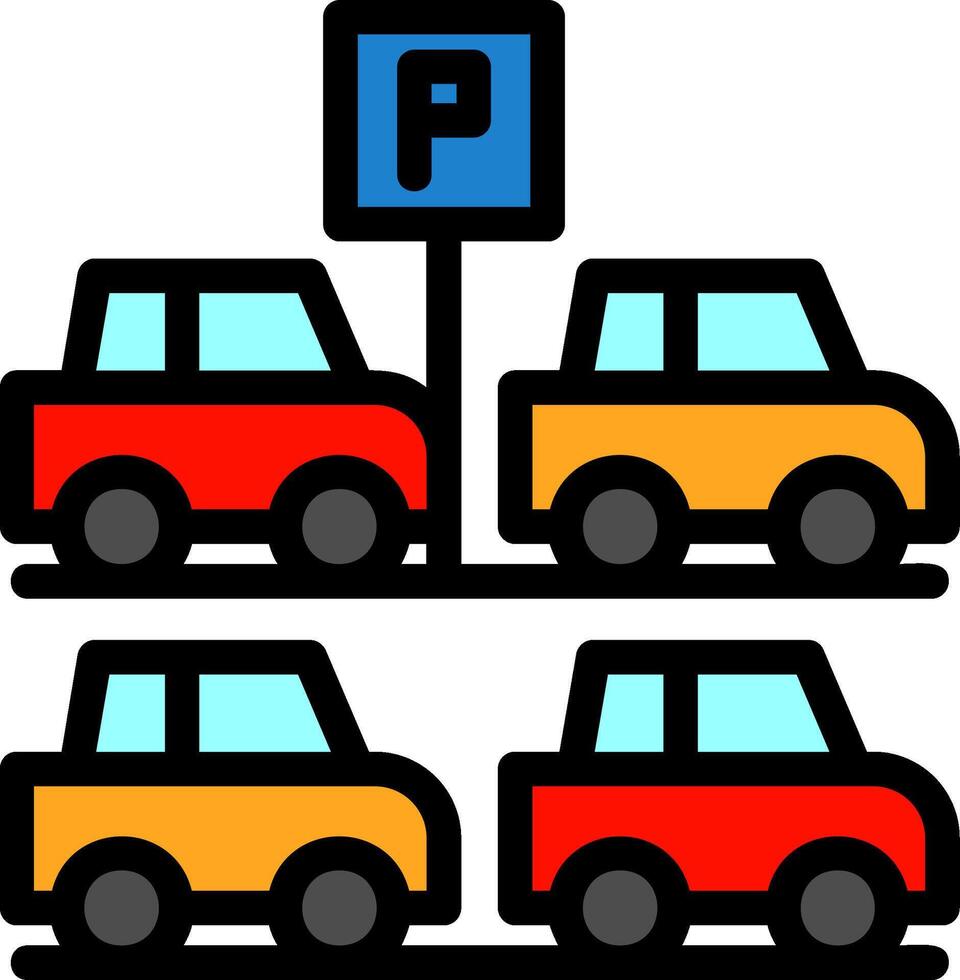 Uncovered parking Line Filled Icon vector