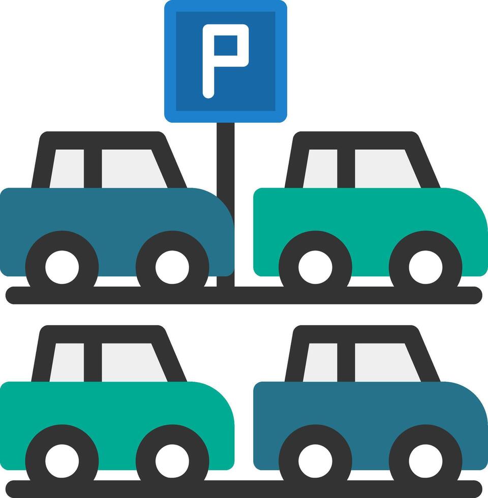 descubierto estacionamiento plano icono vector