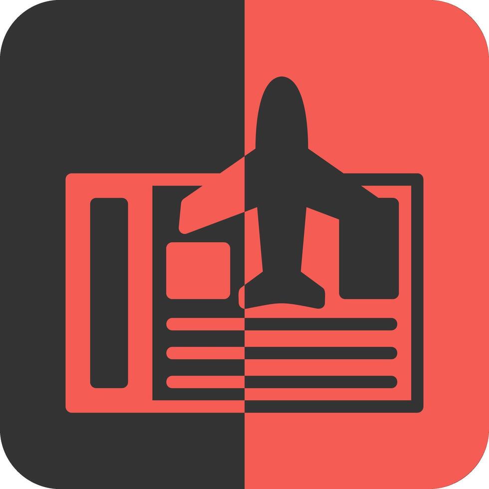 Airplane ticket Red Inverse Icon vector