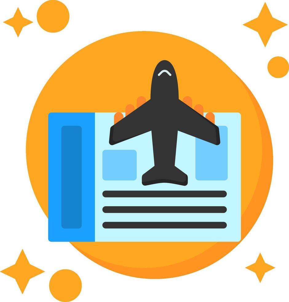 Airplane ticket Tailed Color Icon vector