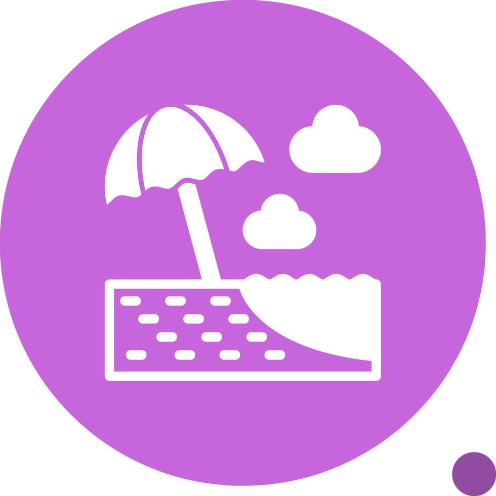 playa paraguas glifo sombra icono vector