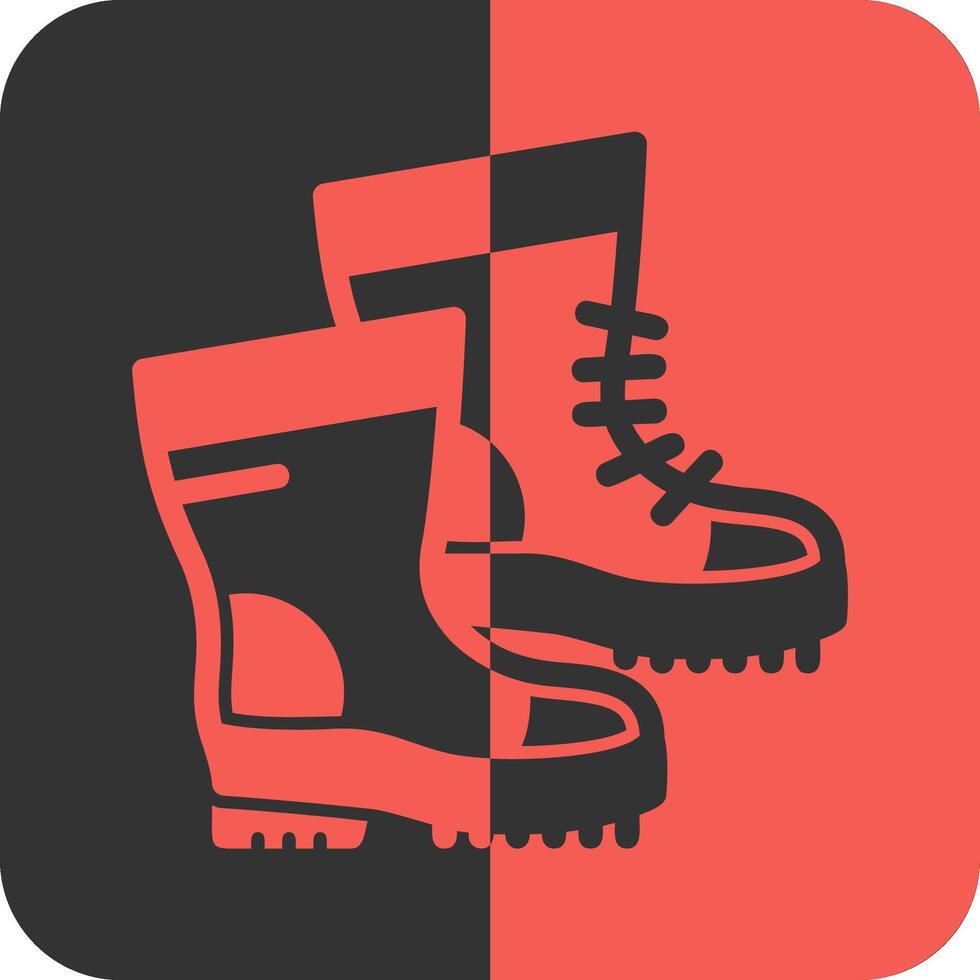 Hiking boots Red Inverse Icon vector