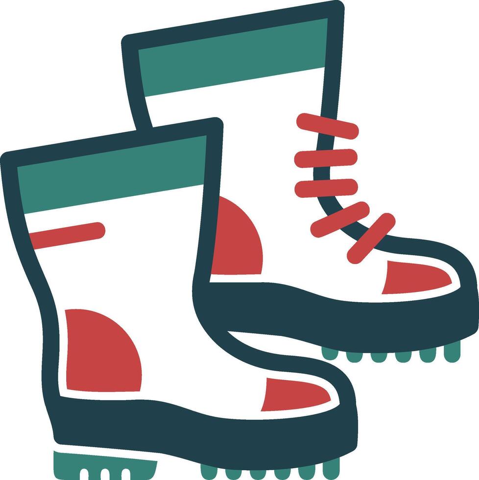 Hiking boots Glyph Two Color Icon vector