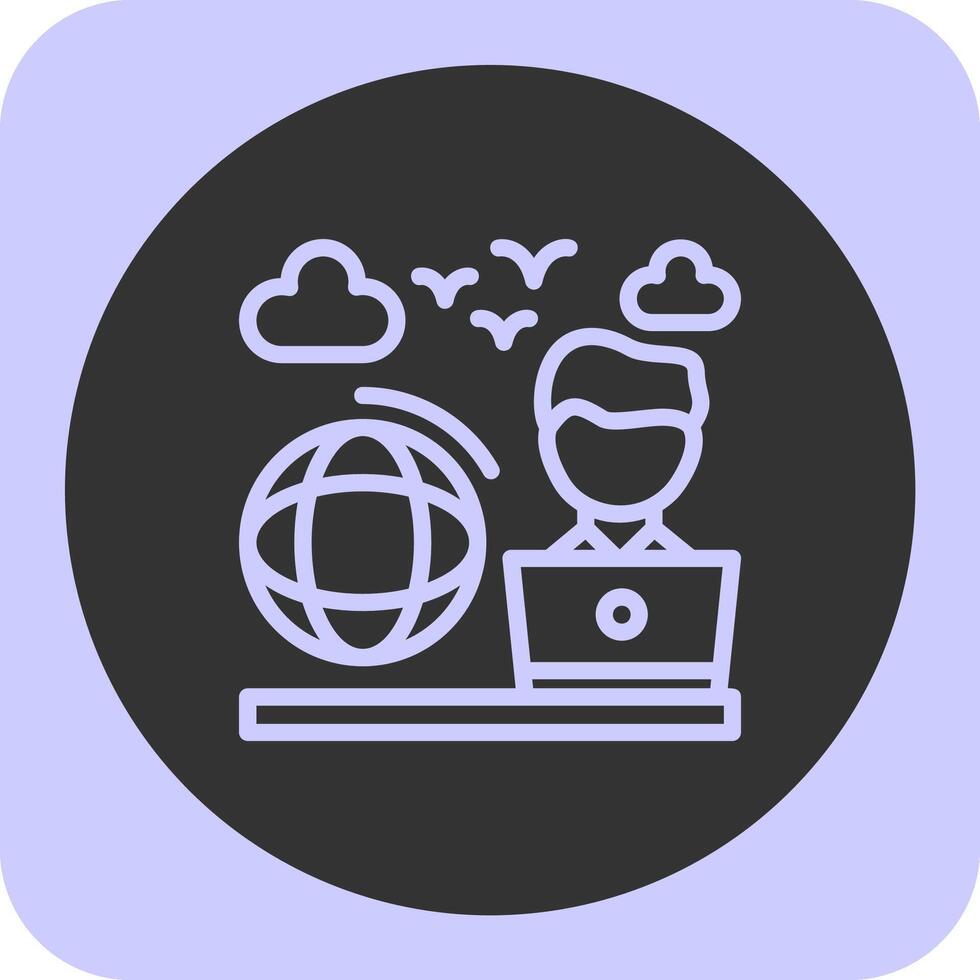 Remote work Linear Round Icon vector