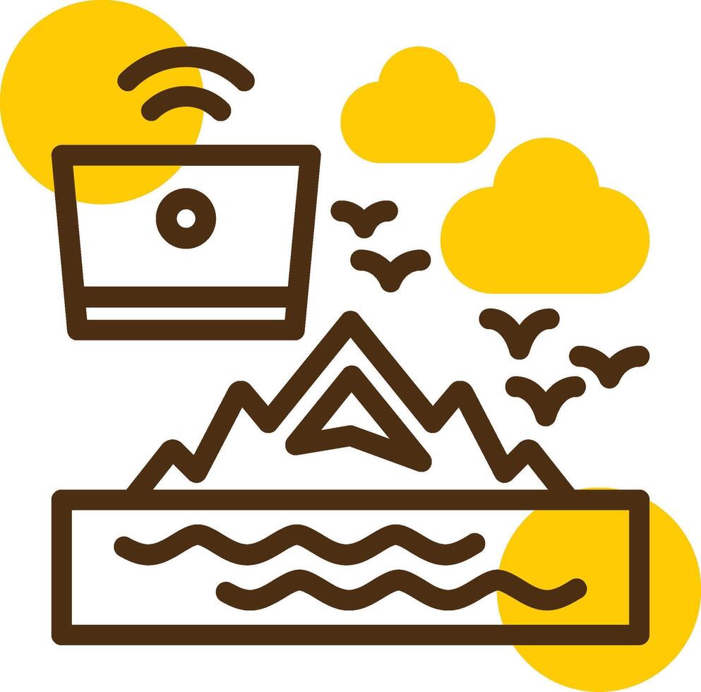 Wanderlust Yellow Lieanr Circle Icon vector