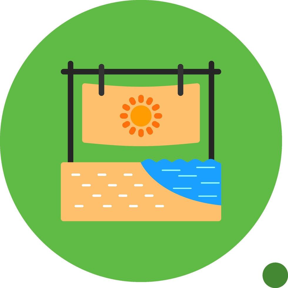 playa toalla plano sombra icono vector