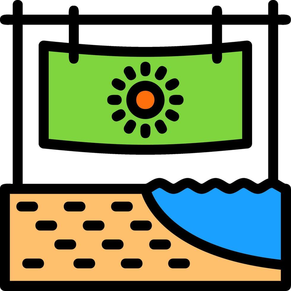 Beach towel Line Filled Icon vector