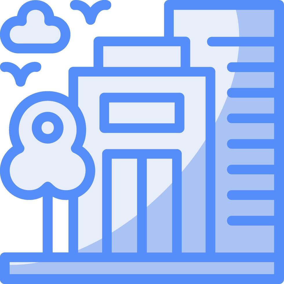 Cityscape Line Filled Blue Icon vector