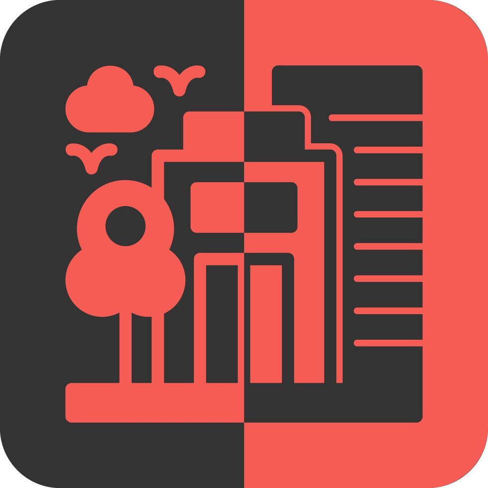 Cityscape Red Inverse Icon vector