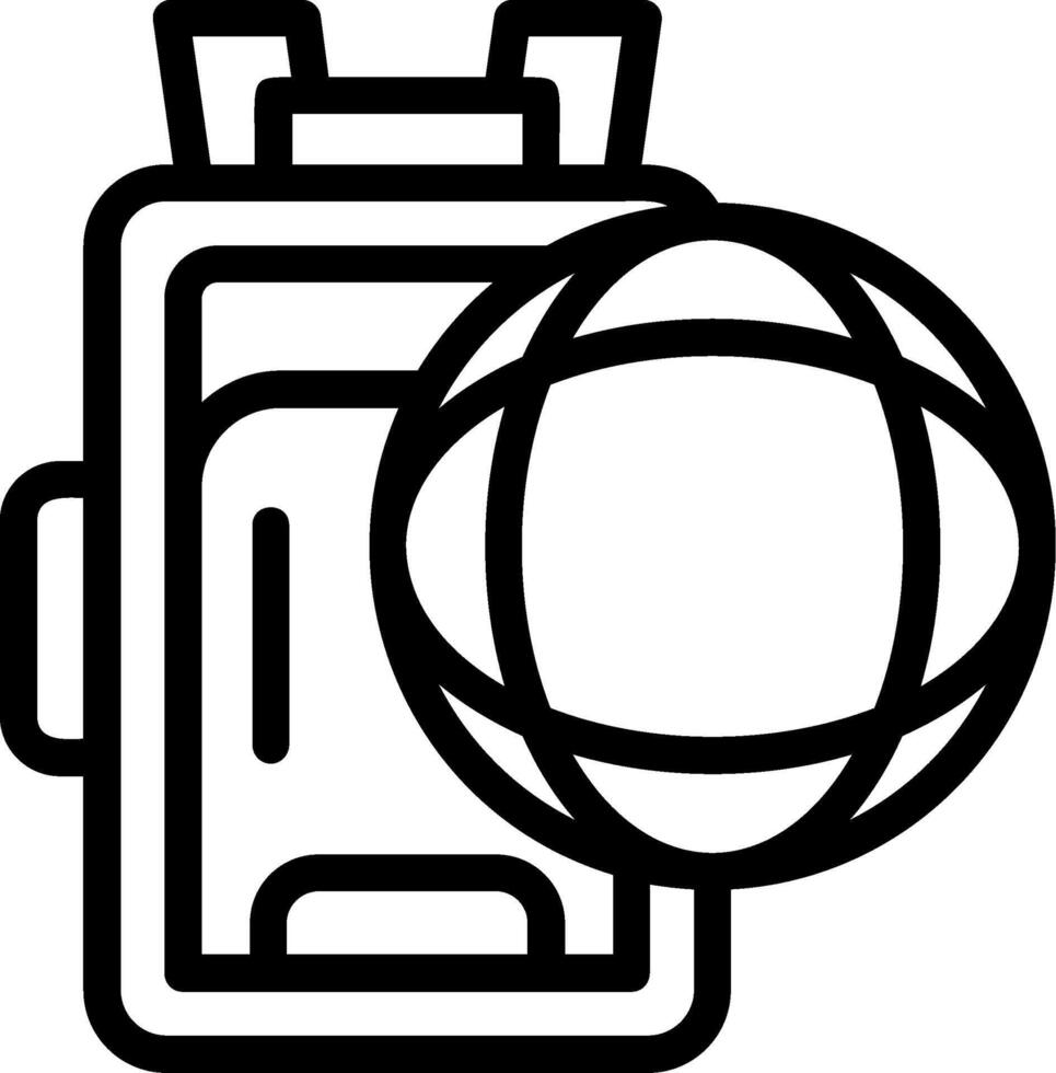 Globe with a backpack Line Icon vector