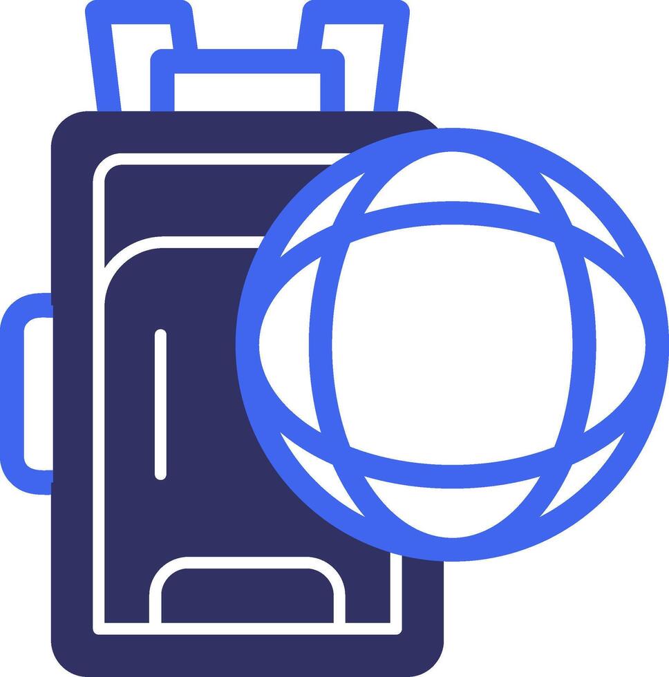 Globe with a backpack Solid Two Color Icon vector