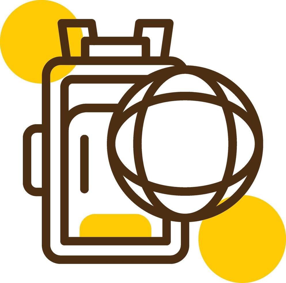 Globe with a backpack Yellow Lieanr Circle Icon vector