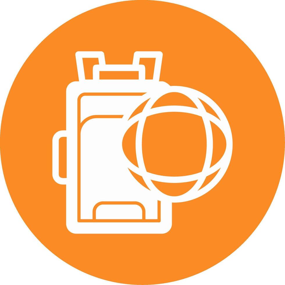 Globe with a backpack Glyph Circle Icon vector
