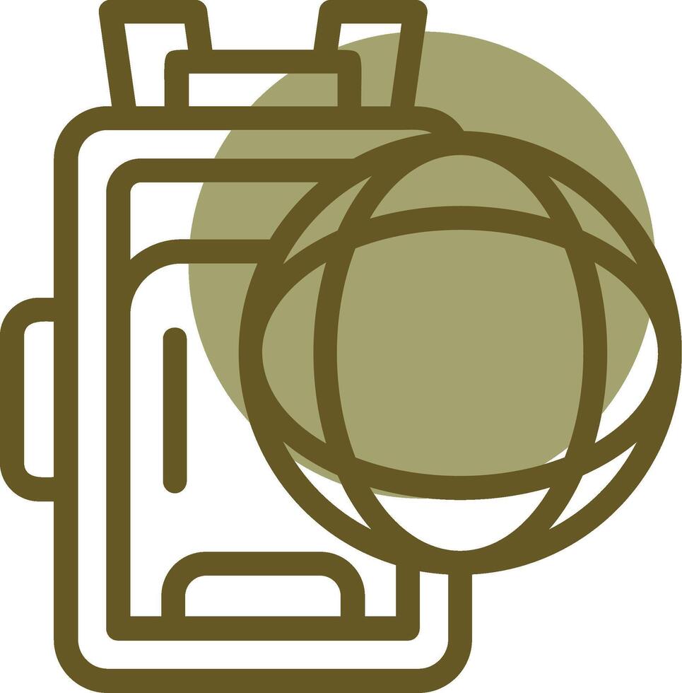 Globe with a backpack Linear Circle Icon vector