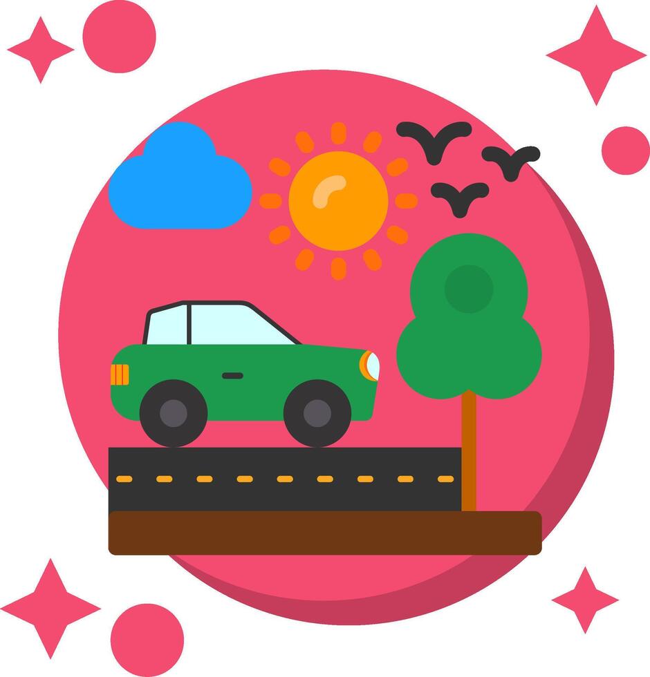 Road trip Tailed Color Icon vector