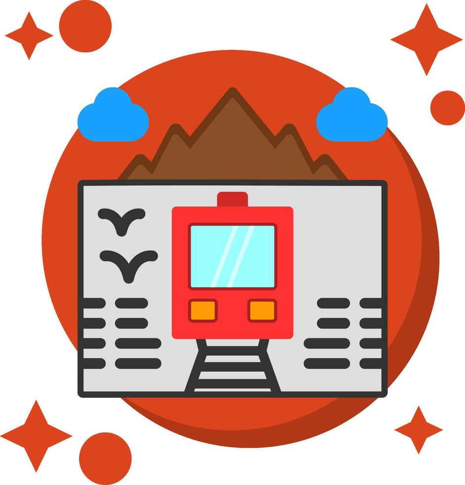 tren cola color icono vector